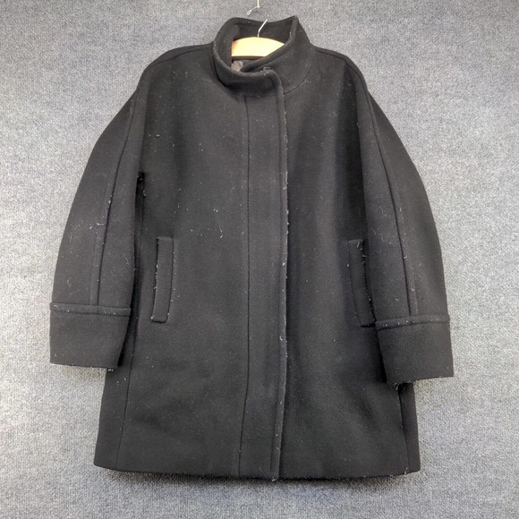 J. Crew Stadium Cloth by Nello Gori Women's Full Zip Coat Black 16 Wool Blend - Picture 2 of 14